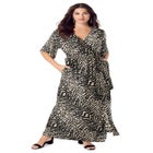 Plus Size Flutter Sleeve Wrap Maxi Dress image number null