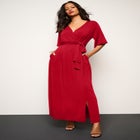Plus Size Flutter Sleeve Wrap Maxi Dress image number null
