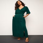 Plus Size Flutter Sleeve Wrap Maxi Dress image number null