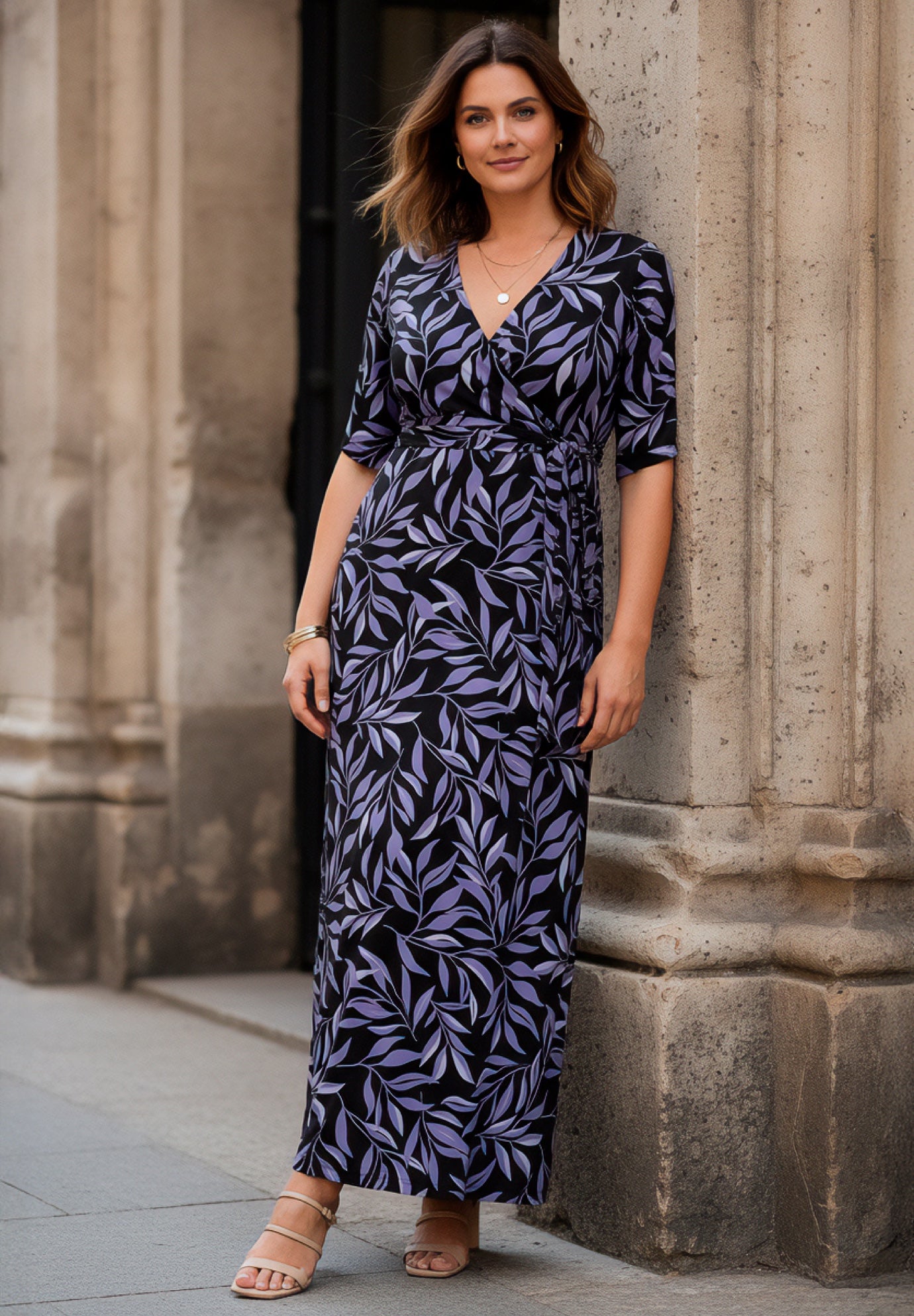 Plus Size Flutter Sleeve Wrap Maxi Dress image number 0