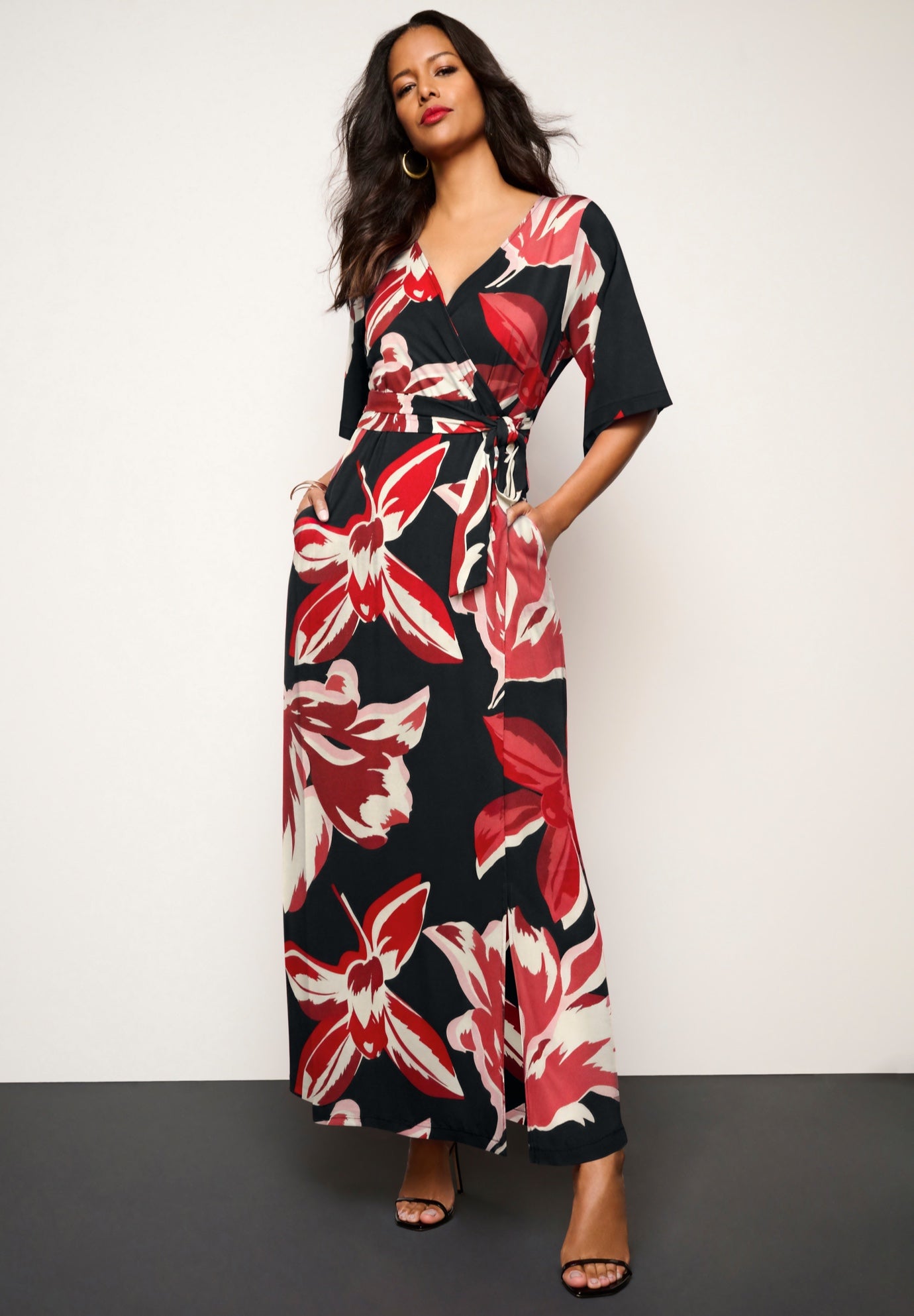 Plus Size Flutter Sleeve Wrap Maxi Dress image number 0