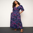 Plus Size Flutter Sleeve Wrap Maxi Dress image number null