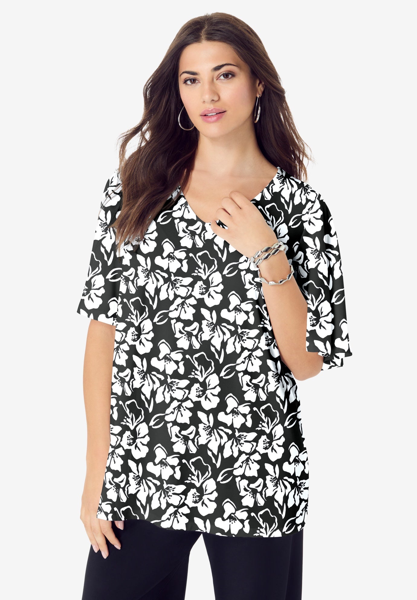 Flutter Sleeve Ultrasmooth® Fabric Tee image number 0