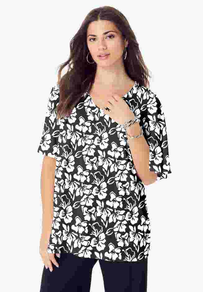 Flutter Sleeve Ultrasmooth® Fabric Tee image number 0