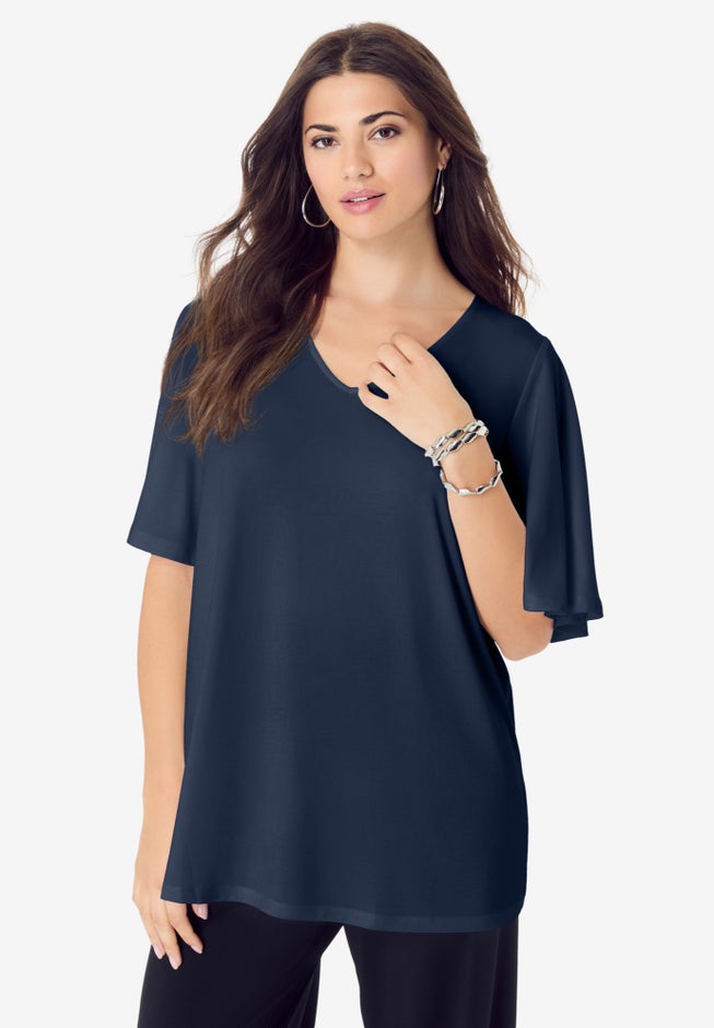 Flutter Sleeve Ultrasmooth® Fabric Tee image number 0