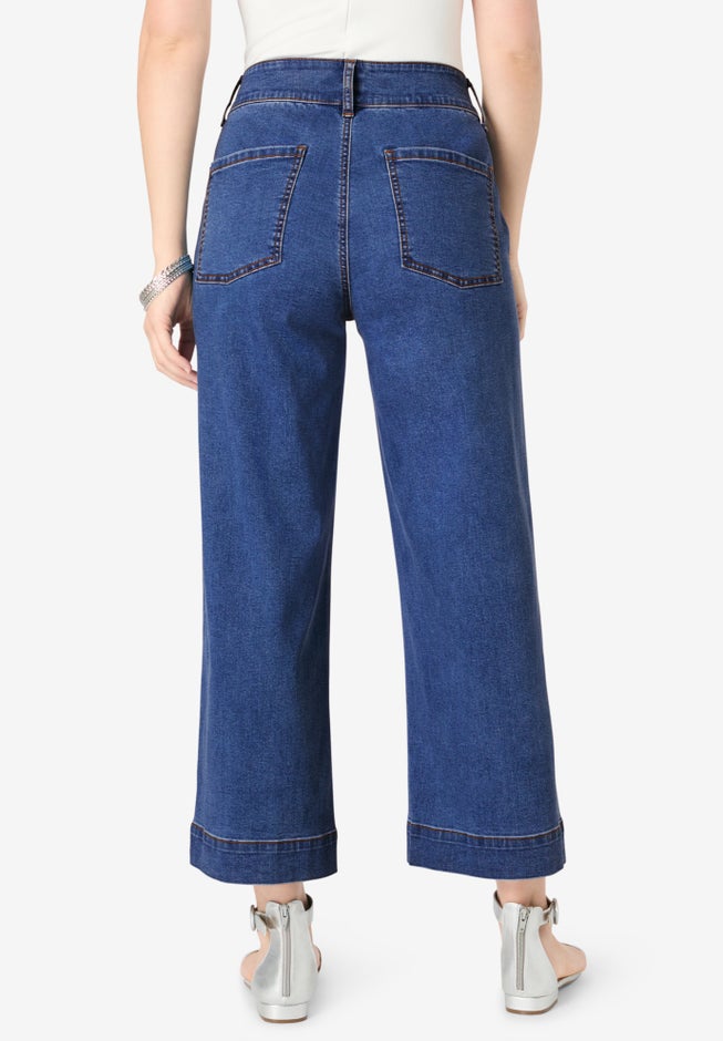 Plus Size Wide Leg Crop Jean image number 1
