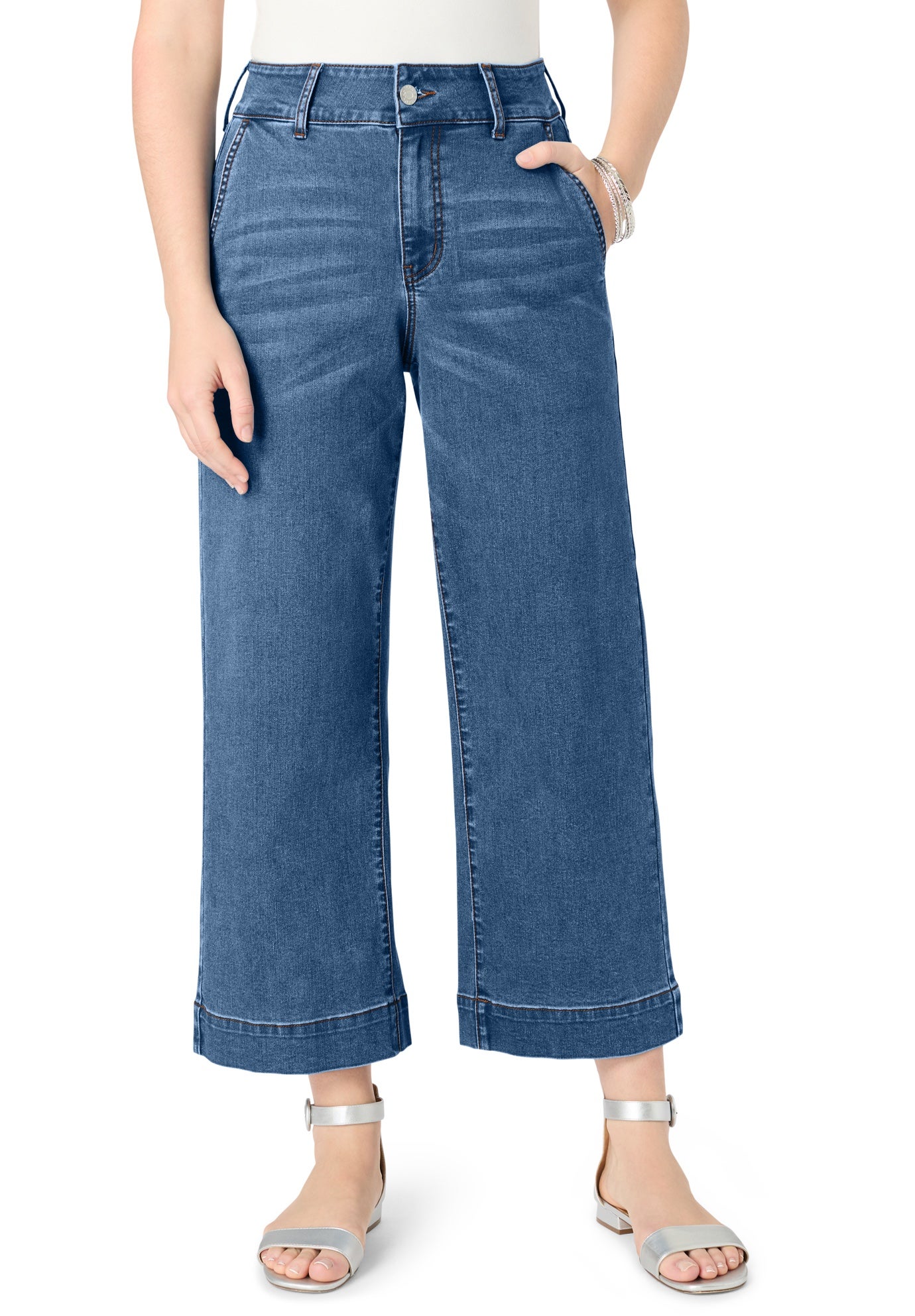 Plus Size Wide Leg Crop Jean image number 0