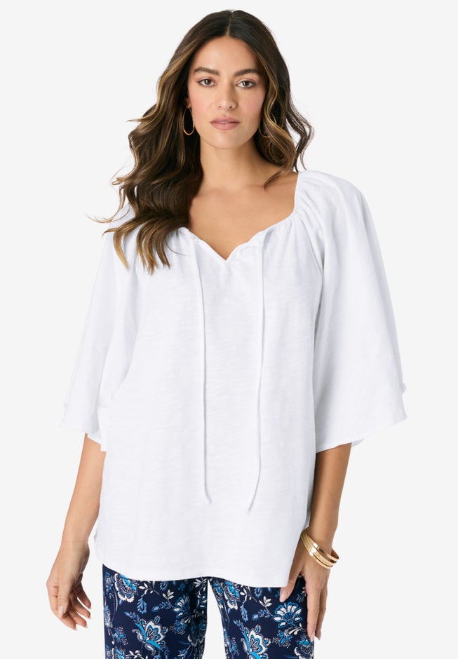 Notch Neck Textured Tee image number 0