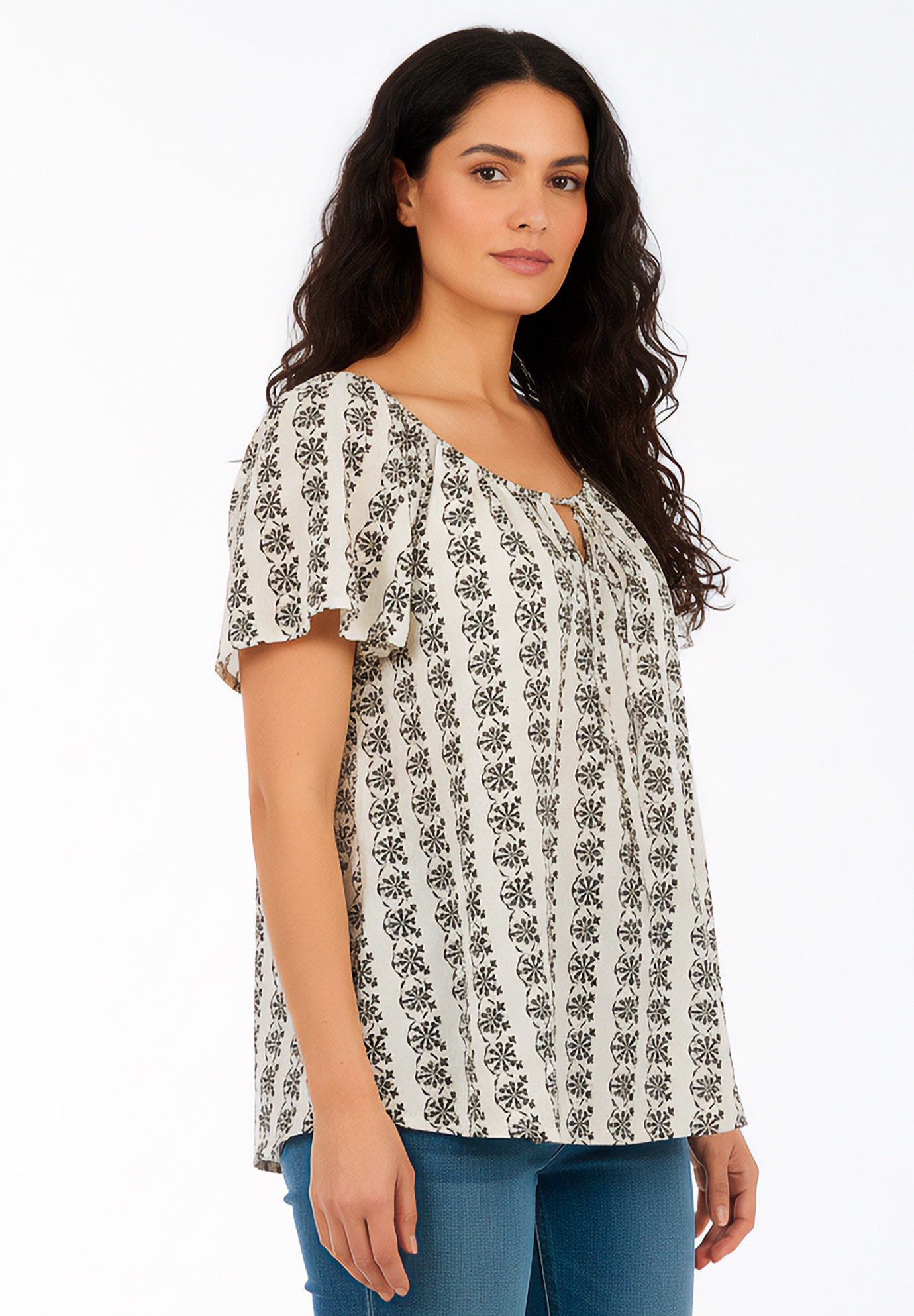 Embroidered Ruffle Blouse image number 1