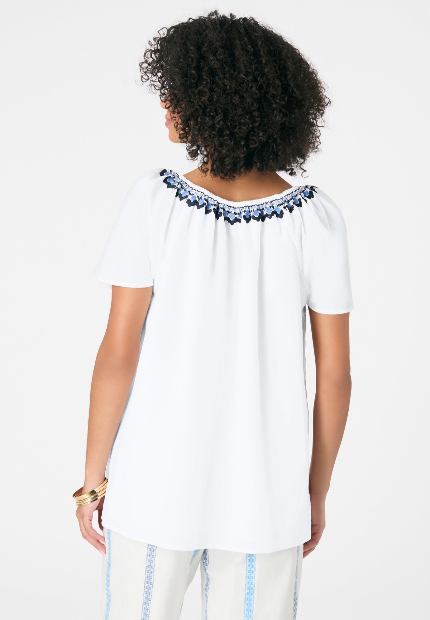 Embroidered Ruffle Blouse image number 1