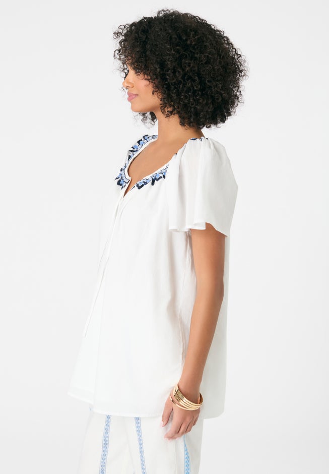 Embroidered Ruffle Blouse image number 2