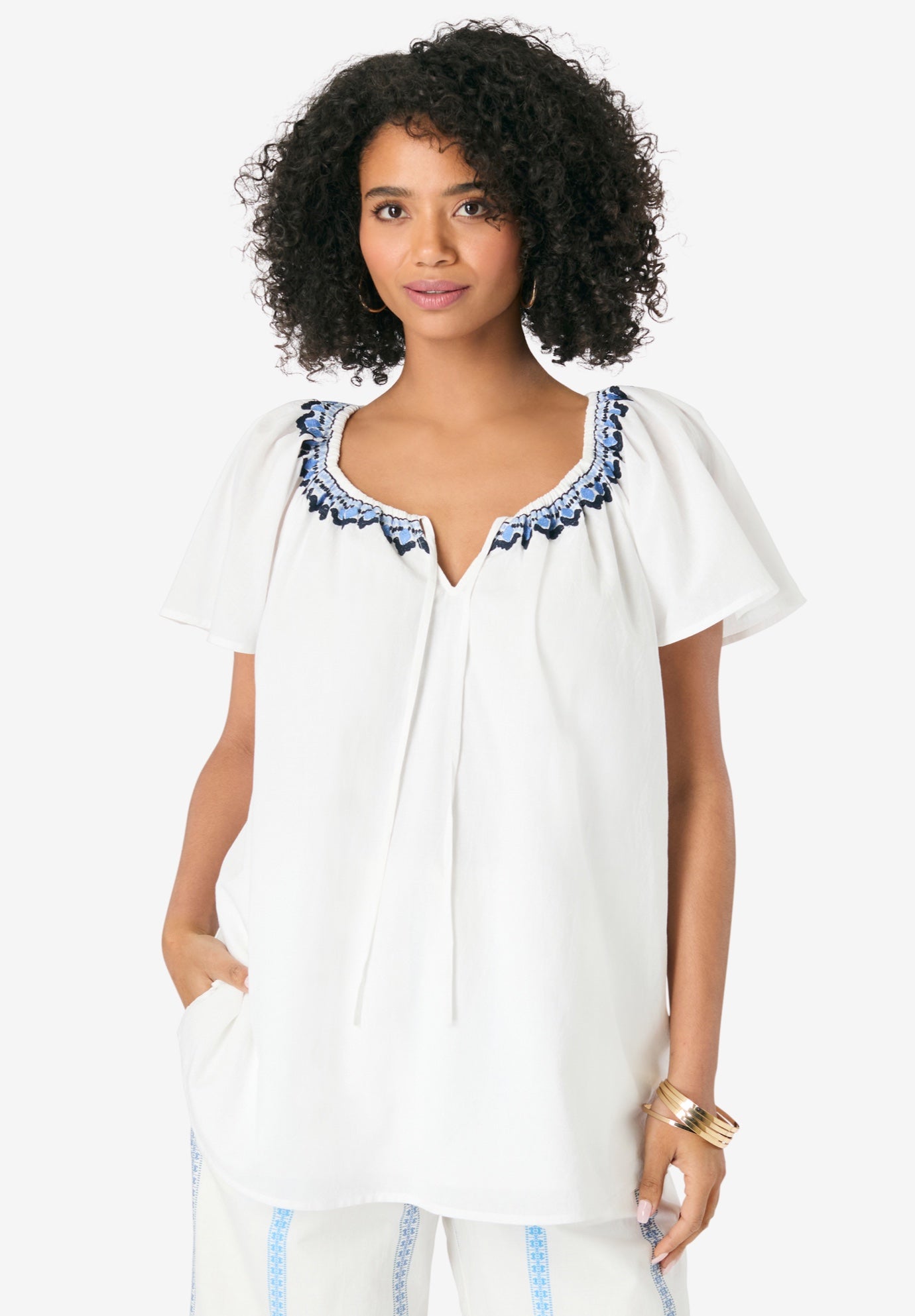 Embroidered Ruffle Blouse image number 0