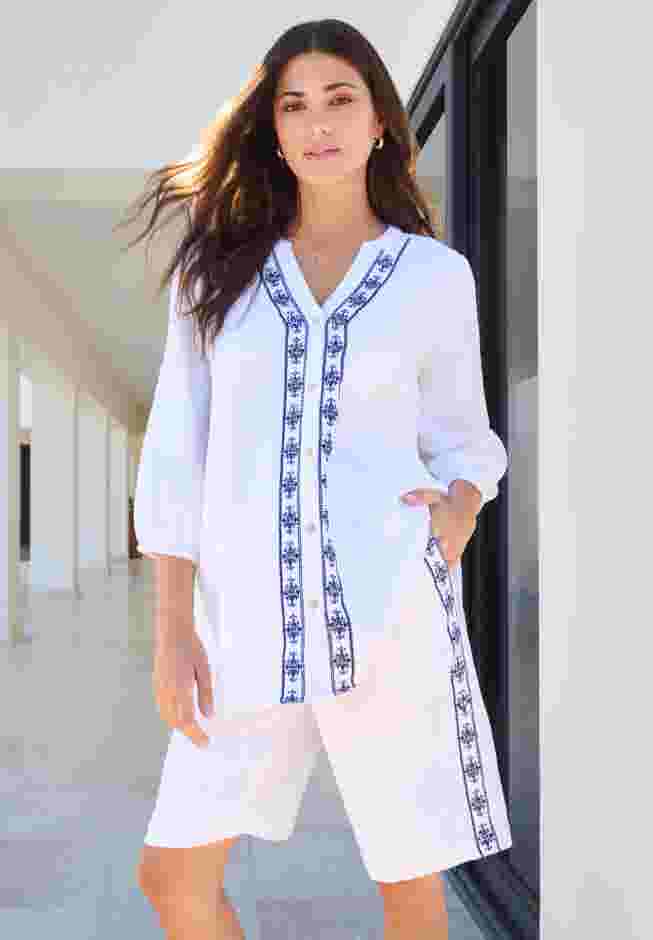 Embroidered Button-Down Shirt image number 0