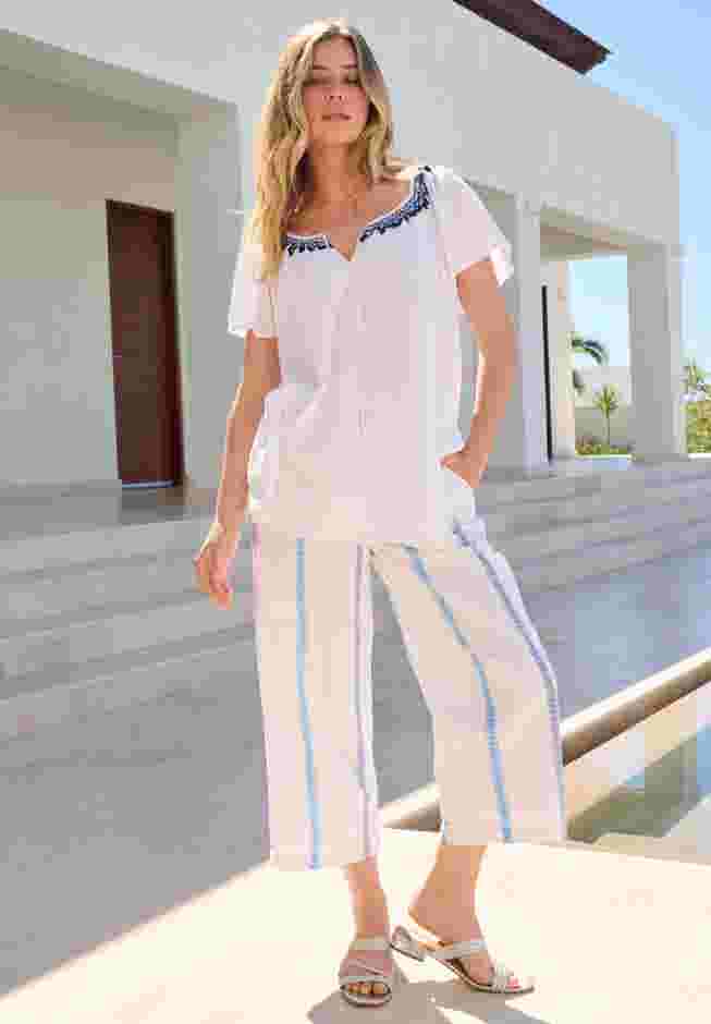 Wide Leg Cotton Crop Pant image number 3