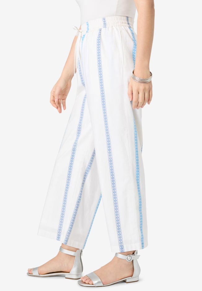 Plus Size Wide Leg Cotton Crop Pant image number 2