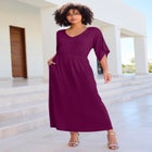 Plus Size Stretch Knit Dolman Sleeve Maxi Dress image number null