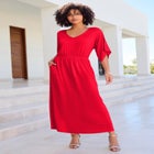Plus Size Stretch Knit Dolman Sleeve Maxi Dress image number null