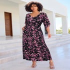 Plus Size Stretch Knit Dolman Sleeve Maxi Dress image number null