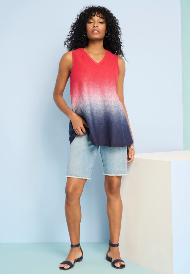 Plus Size Frayed Hem Bermuda Jean Shorts image number 3