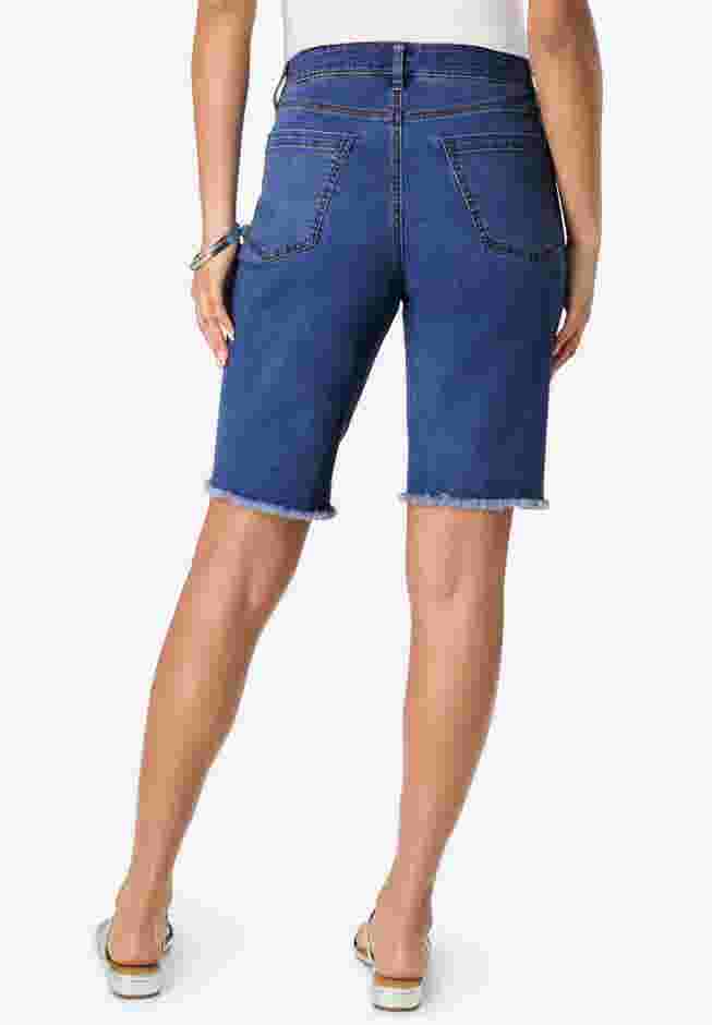 Frayed Hem Bermuda Jean Shorts image number 1