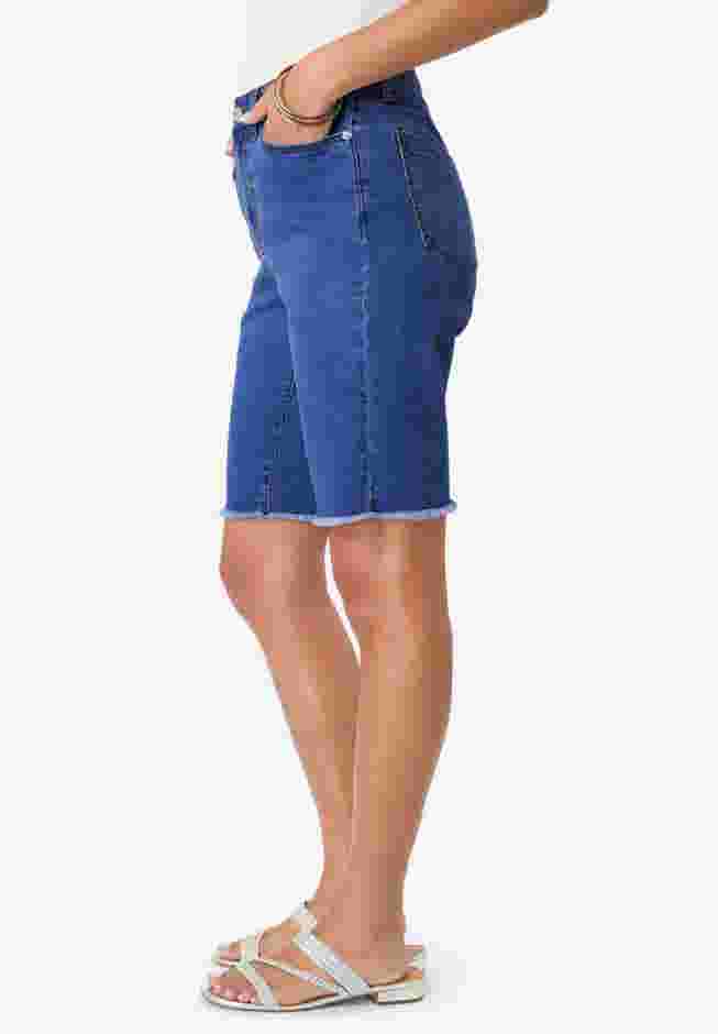 Frayed Hem Bermuda Jean Shorts image number 2