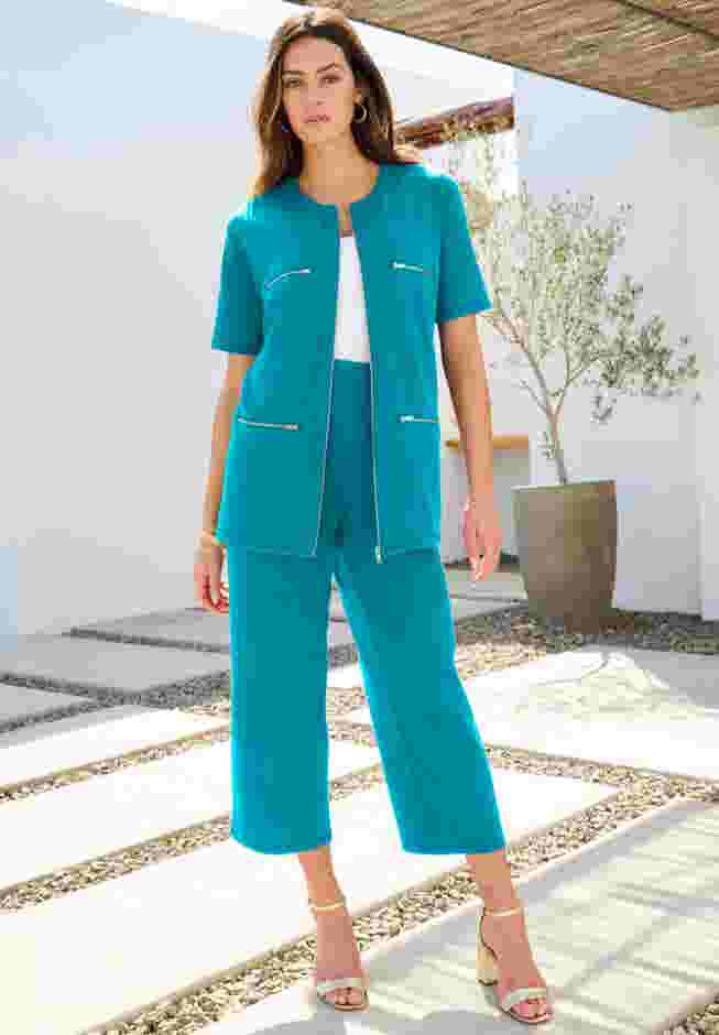French Terry Cropped Pant Set image number 0