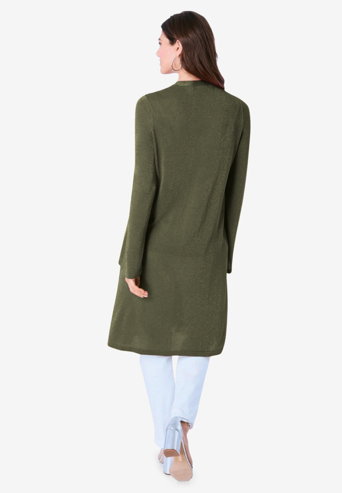 Long Knit Shimmer Cardigan Sweater image number 1