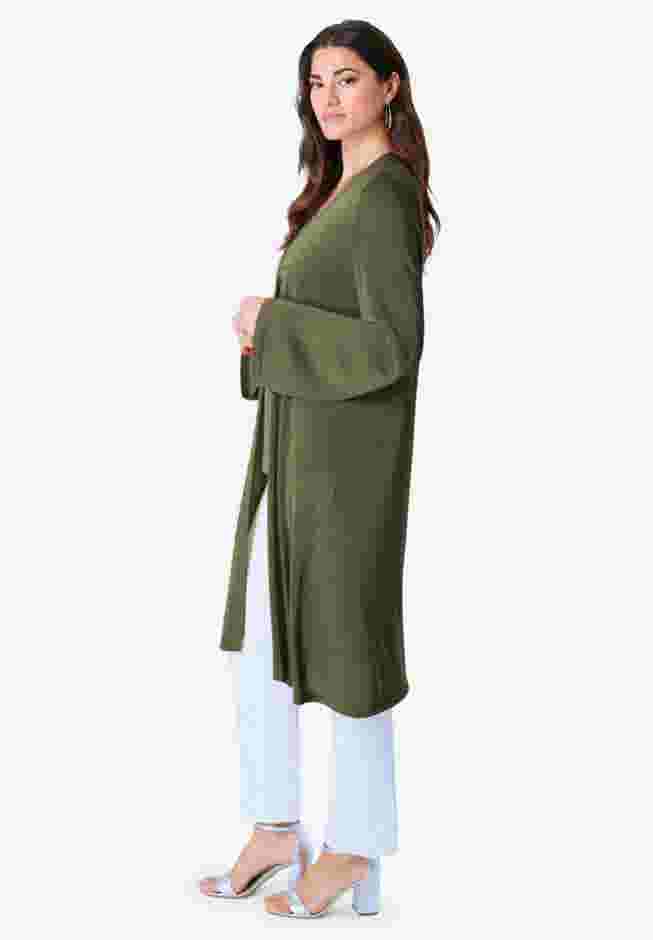 Long Knit Shimmer Cardigan Sweater image number 2