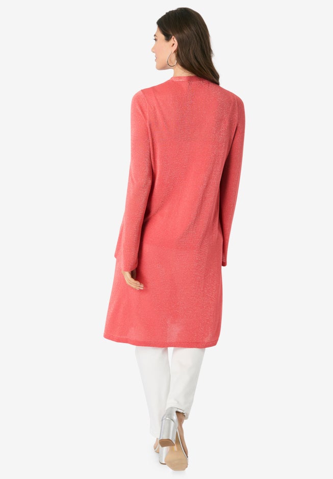 Long Knit Shimmer Cardigan Sweater image number 1