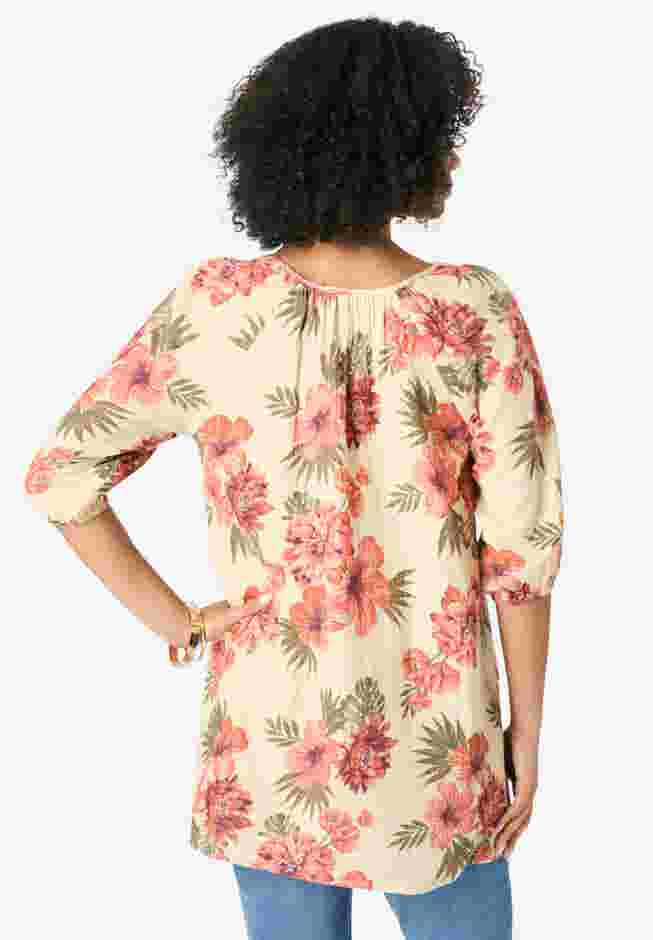 Lace Trim Popover Blouse image number 1