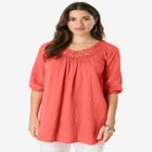 Lace Trim Popover Blouse image number null