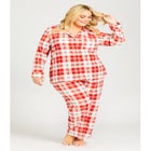 Button Check Fleece Sleep Top image number null