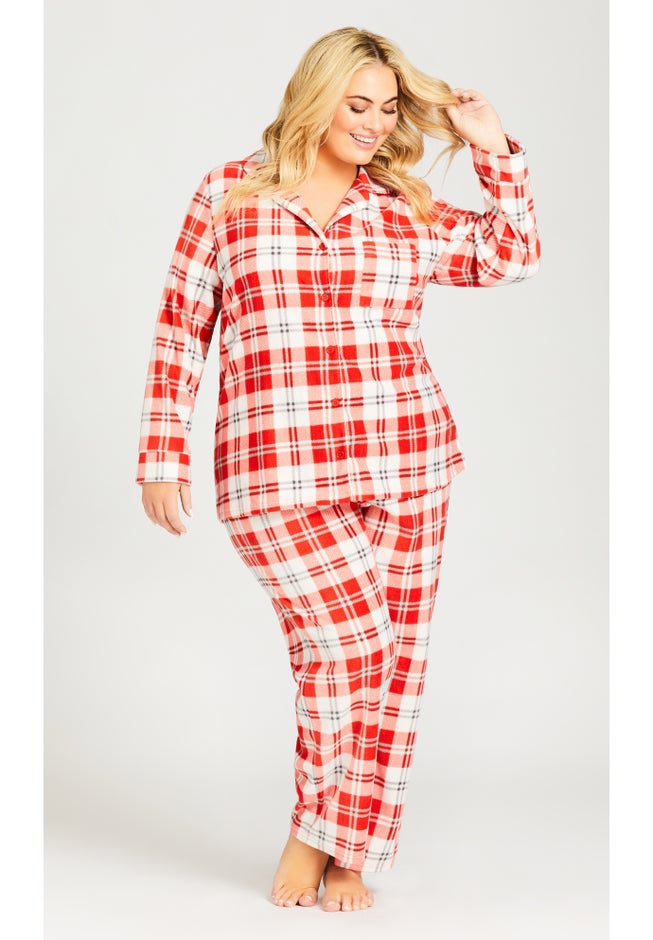 Button Check Fleece Sleep Top image number 1