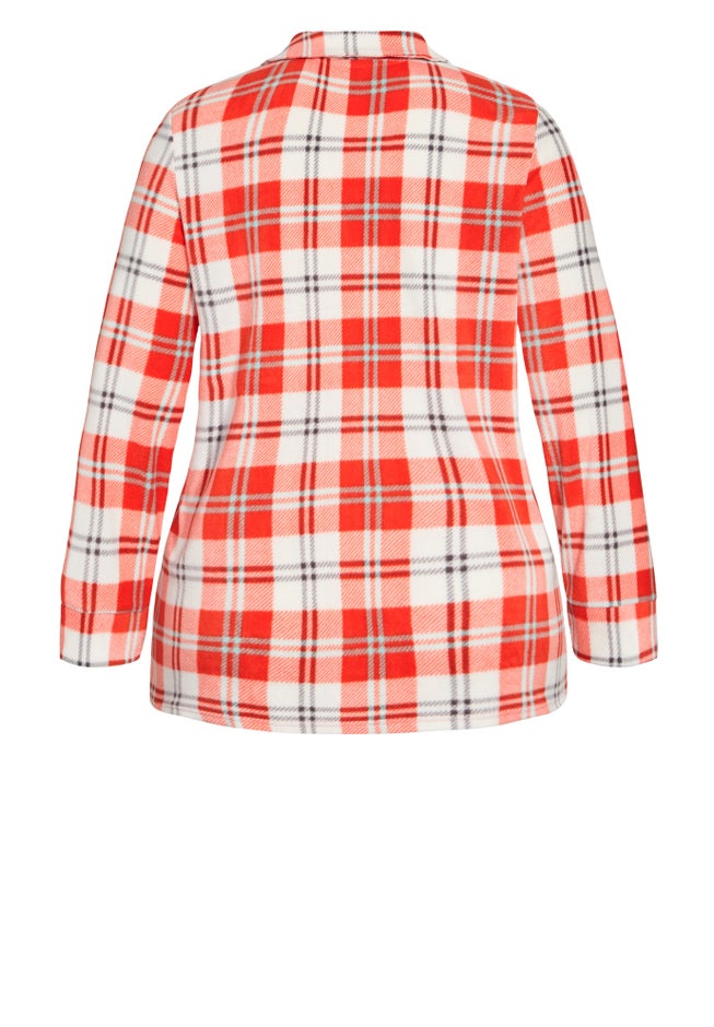 Button Check Fleece Sleep Top image number 5