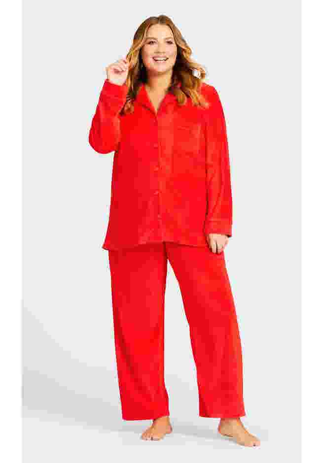 Plain Button Fleece Sleep Top image number 3