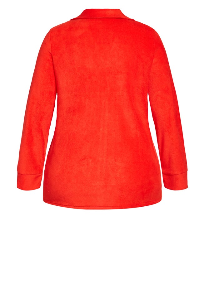 Plain Button Fleece Sleep Top image number 5