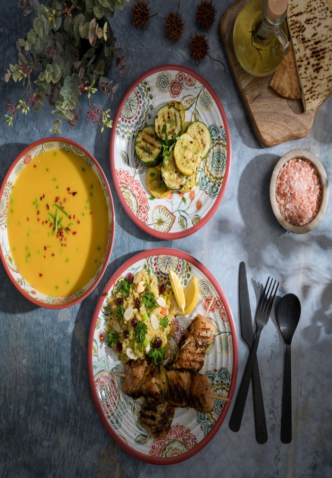 12-Pc. Brick Floral Melamine Dinnerware Set image number 2