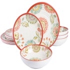 12-Pc. Brick Floral Melamine Dinnerware Set image number null
