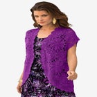 Plus Size Scallop Trim Crochet Cardigan Sweater image number null