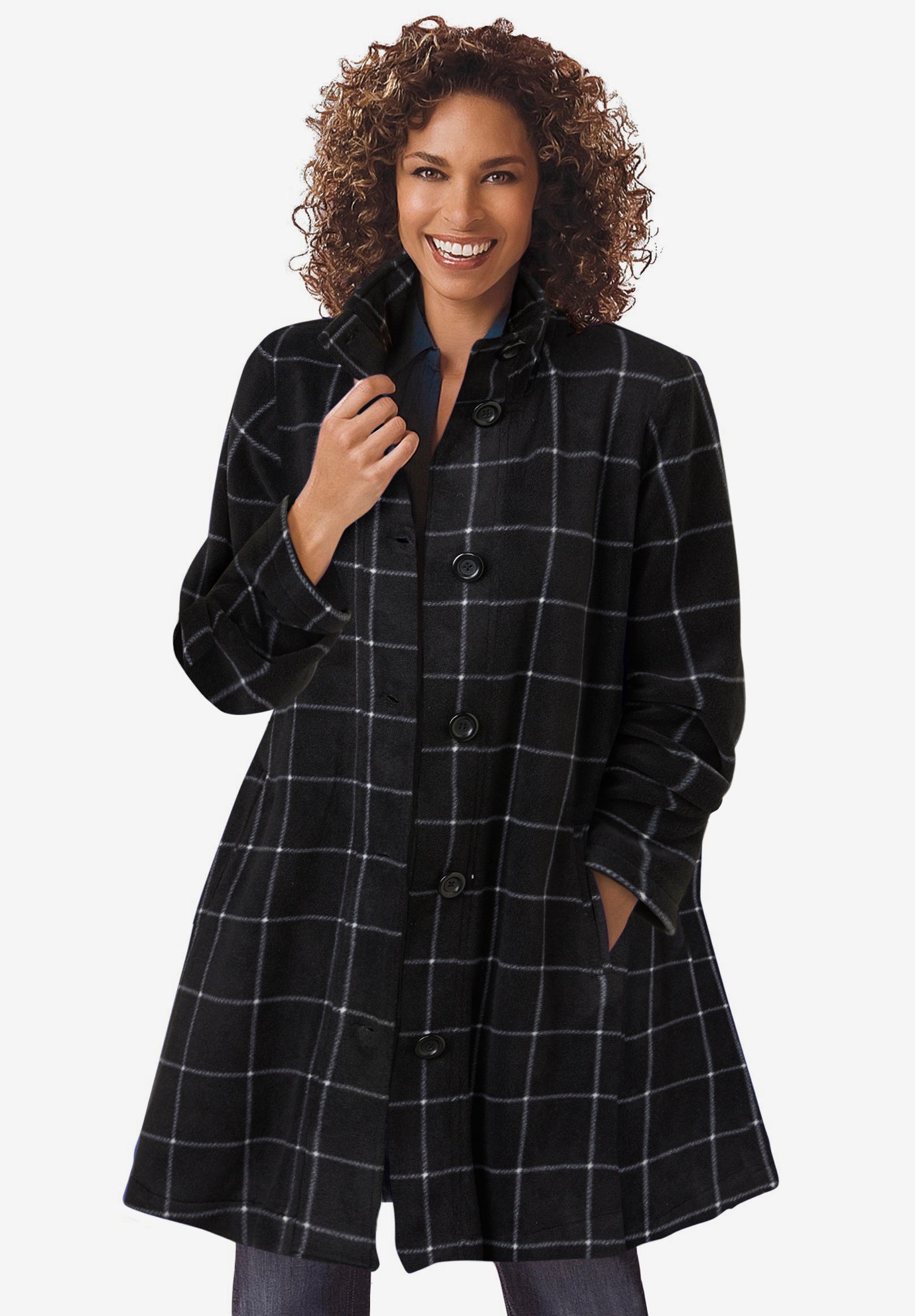 Fleece Swing Funnel-Neck Coat image number 0