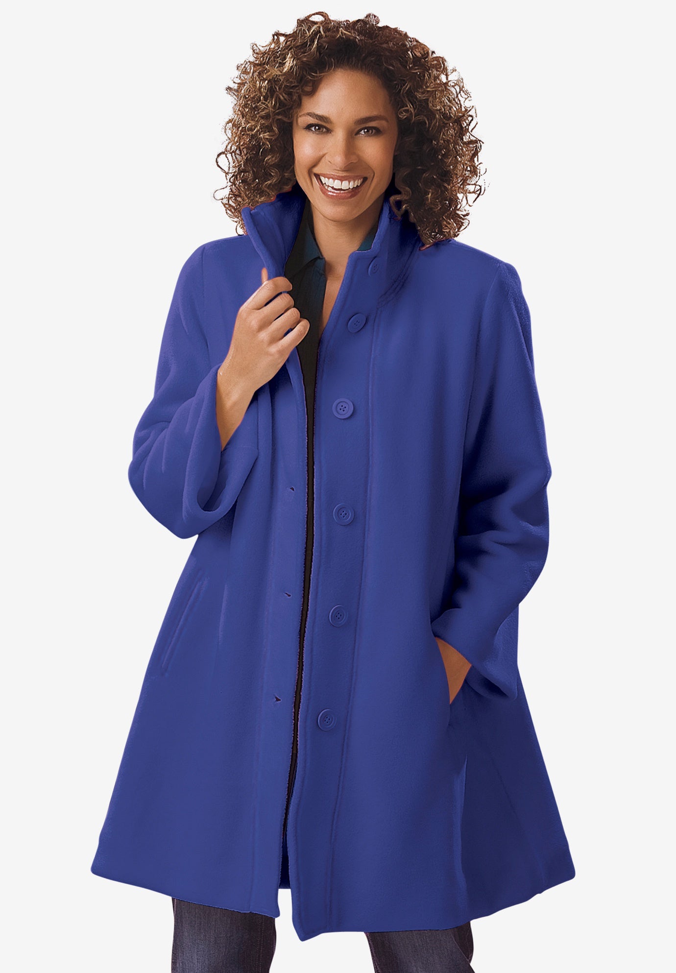 Fleece Swing Funnel-Neck Coat image number 0