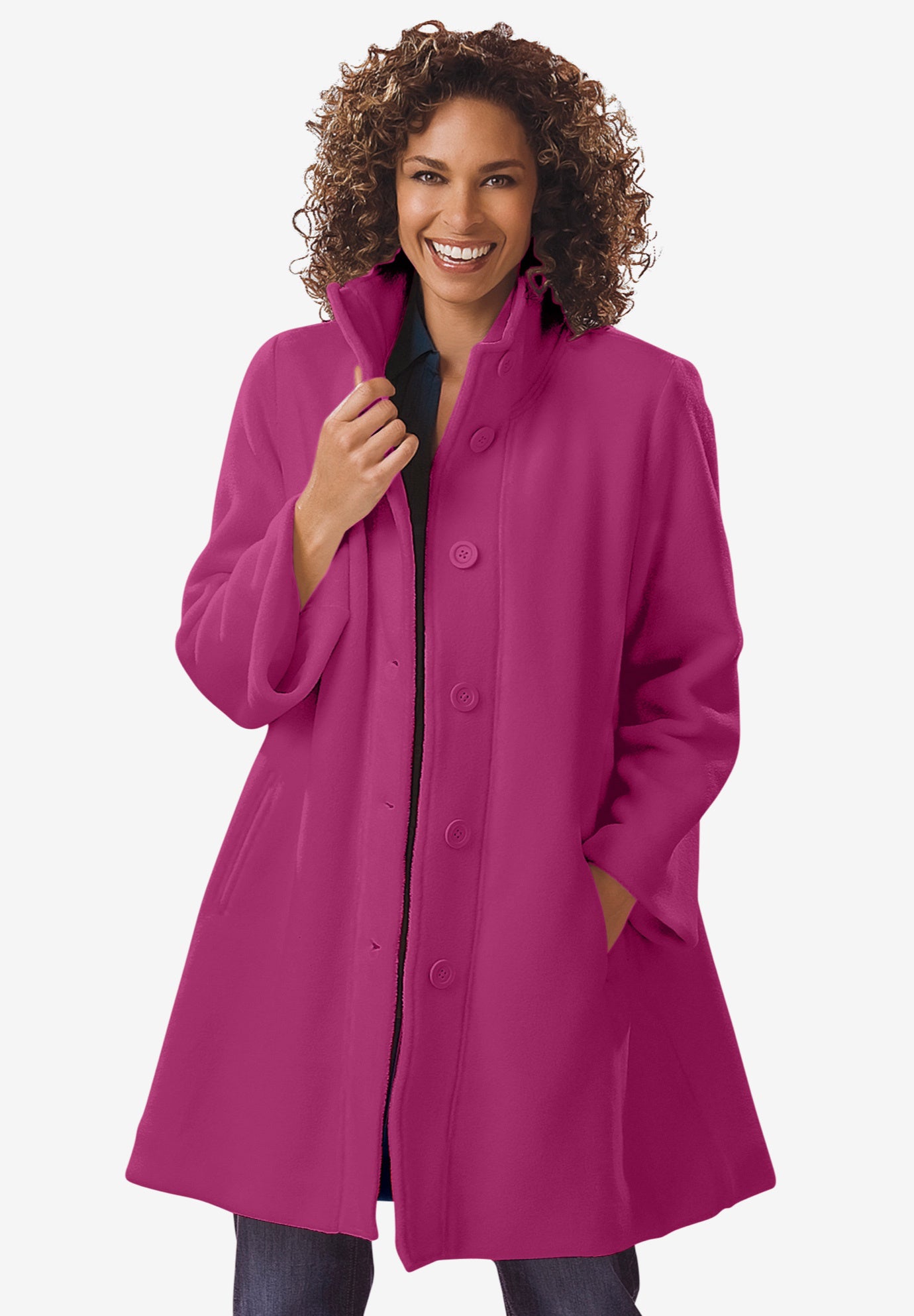 Fleece Swing Funnel-Neck Coat image number 0
