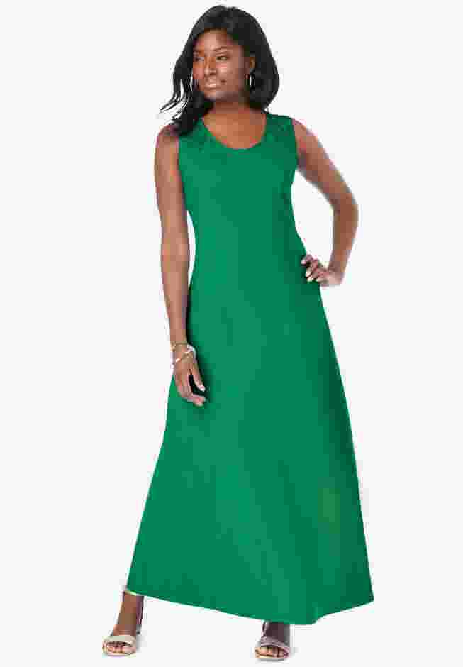 Stretch Cotton Crochet-Back Maxi Dress image number 0