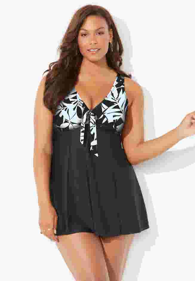 Tie Front V-Neck Swimdress image number 3