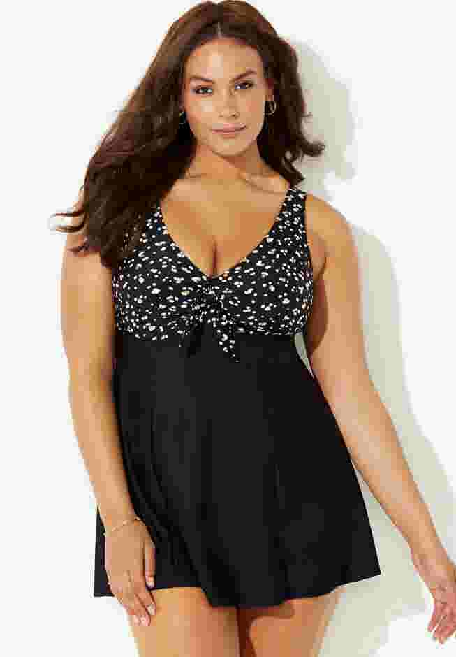 Tie Front V-Neck Swimdress image number 0