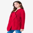 Handkerchief Hem Pointelle Cardigan Sweater image number null