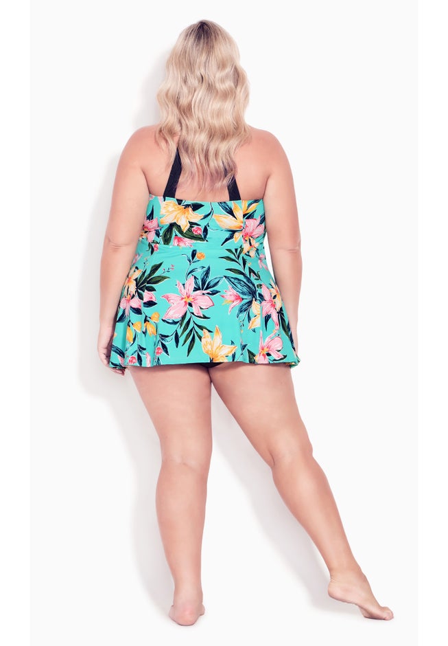 Hi Back Print Swim Dress image number 1
