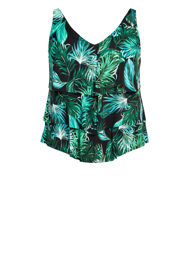 3 Tiered Print Tankini Top image number null