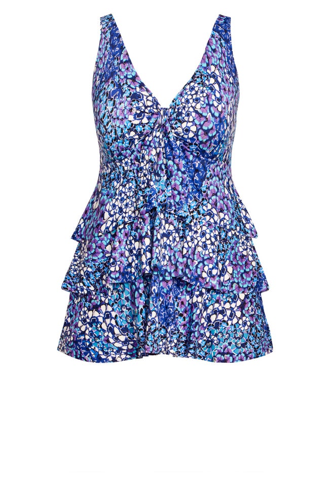 Ruffled Print Tankini Top image number 2