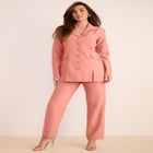 Plus Size Long Sleeve Ten-Button Shawl-Collar Pant Suit &ndash; 2-Piece Pant Set image number null